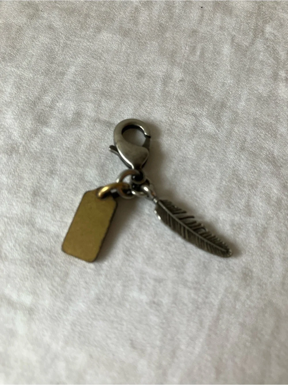 Coach: Silver Tone & Gold Tone Feather Charm Keyring